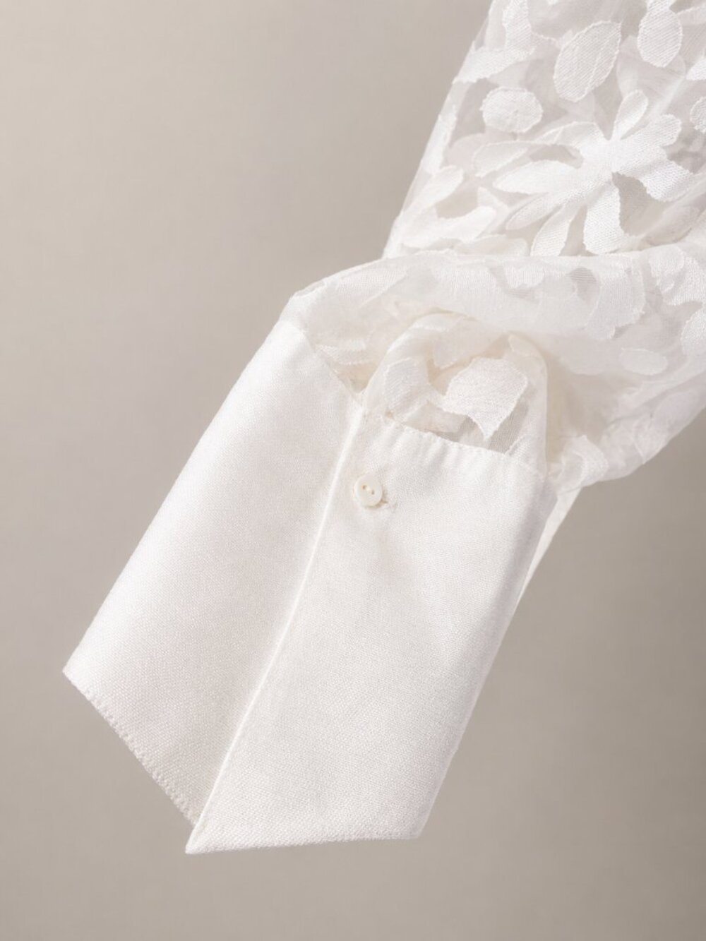 Martana Claude Montana Paris Sheer Floral Bow Blouse Size 42 Ivory White - Picture 7 of 10